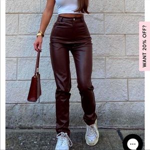 White Fox Boutique You've Got It PU Pants in Chocolate